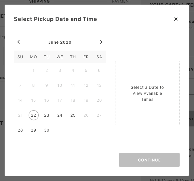 Pickup & Delivery Calender