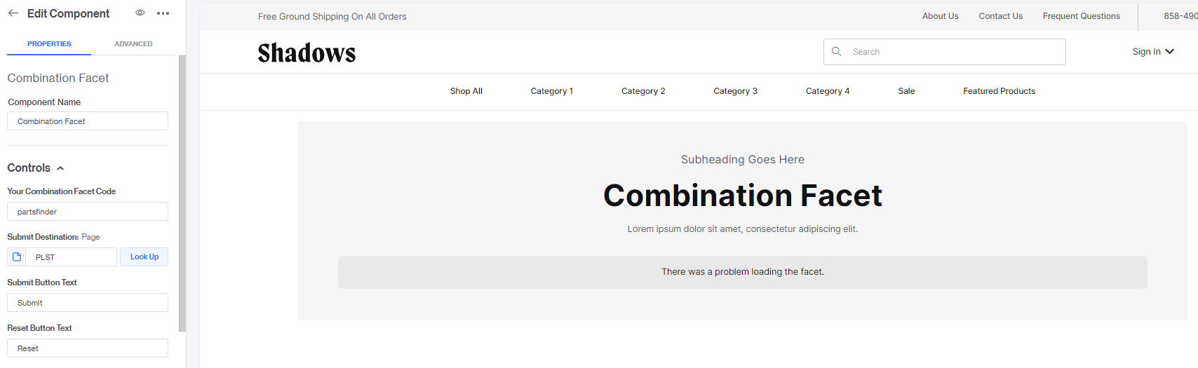 Combination Facet Flex Component – Miva