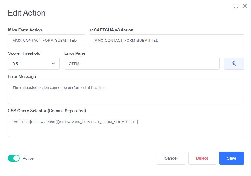 Contact Form reCAPTCHA Settings