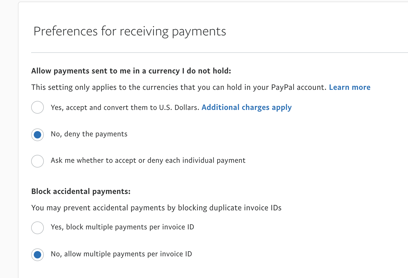 PayPal Invoice ID Settings