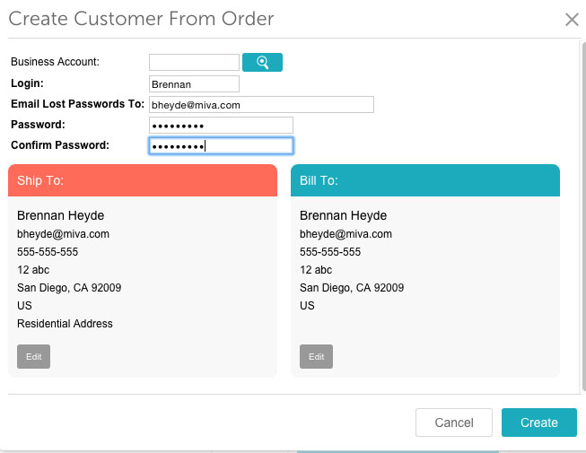 Create Customer From Order