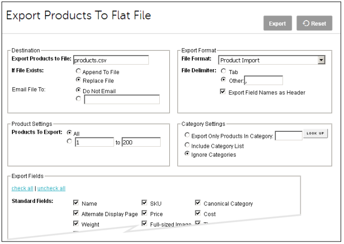Export Products To Flat File