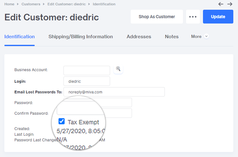 Customer Tax Exempt