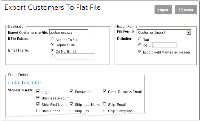 Export Customer Flat Files
