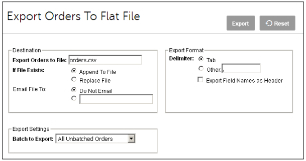 Export Orders Flat File