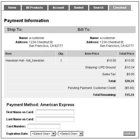 Payment Info Screen