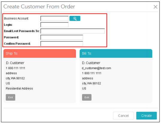 Create Customer from Order
