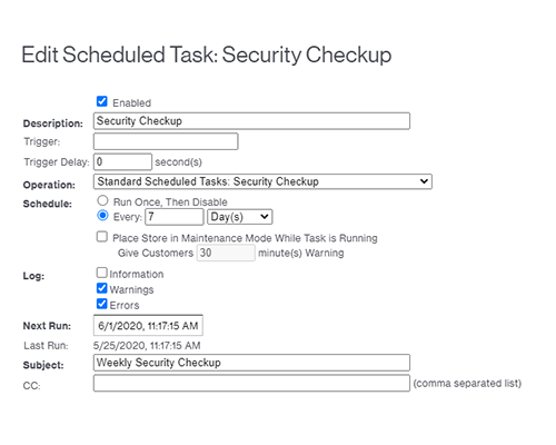 Security Checkup Scheduled Task