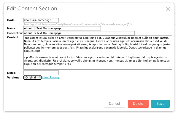 Content Sections